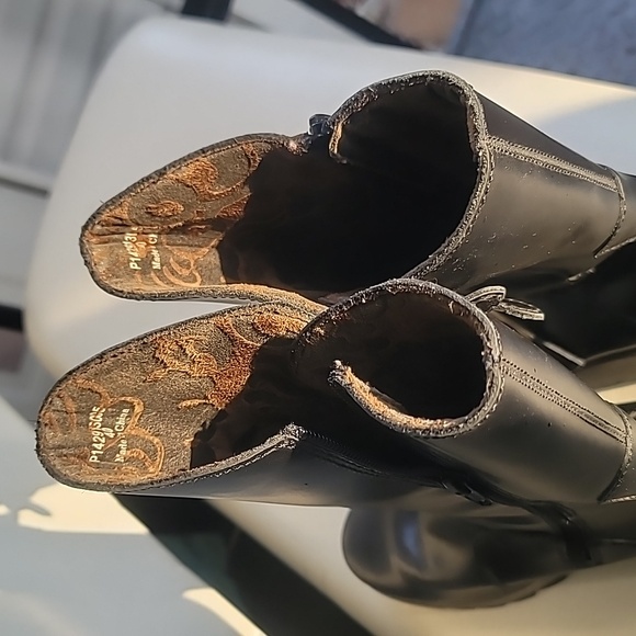 Fly London Womens  Sz 9 Black Mid-Calf Buckle Zipped Wedge Leather Boot Lug Moto - Picture 13 of 14